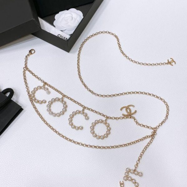 replica,repliche,fake,1:1,earrings,bracelet,ring,jewelry Catena in vita COCO Chanel 24cc in metallo 95 cm