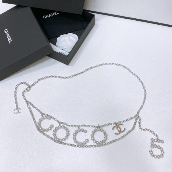replica,repliche,fake,1:1,earrings,bracelet,ring,jewelry Catena in vita COCO Chanel 24cc in metallo 95 cm