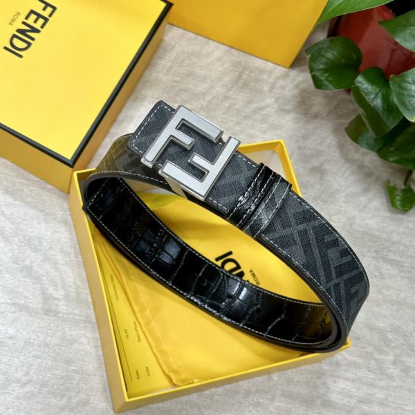 replica,repliche,fake,1:1,earrings,bracelet,ring,jewelry Cintura reversibile FENDI a doppio passante larga 4,0 cm