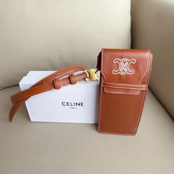 replica,repliche,fake,1:1,earrings,bracelet,ring,jewelry Borsa porta cellulare Celine Arc de Triomphe con tracolla in pelle di vitello