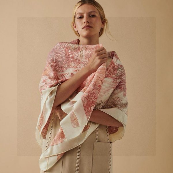 Sciarpa quadrata Dior in cashmere double face tono su tono