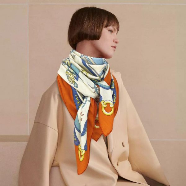 replica,repliche,fake,1:1,earrings,bracelet,ring,jewelry Sciarpa quadrata Hermes in cashmere double face in tinta