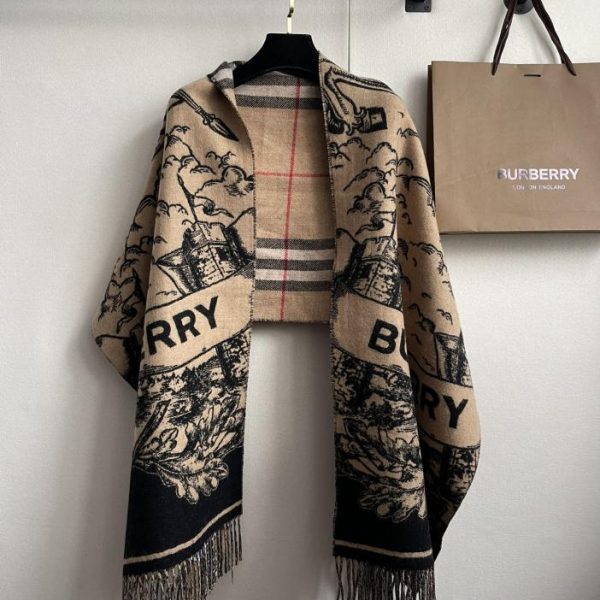 Scialle reversibile Burberry War Horse Knight