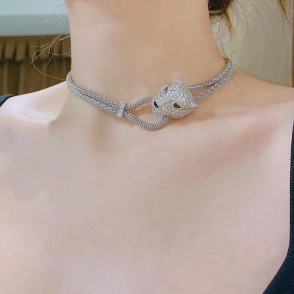 replica,repliche,fake,1:1,earrings,bracelet,ring,jewelry Collana con testa di leopardo Cartier