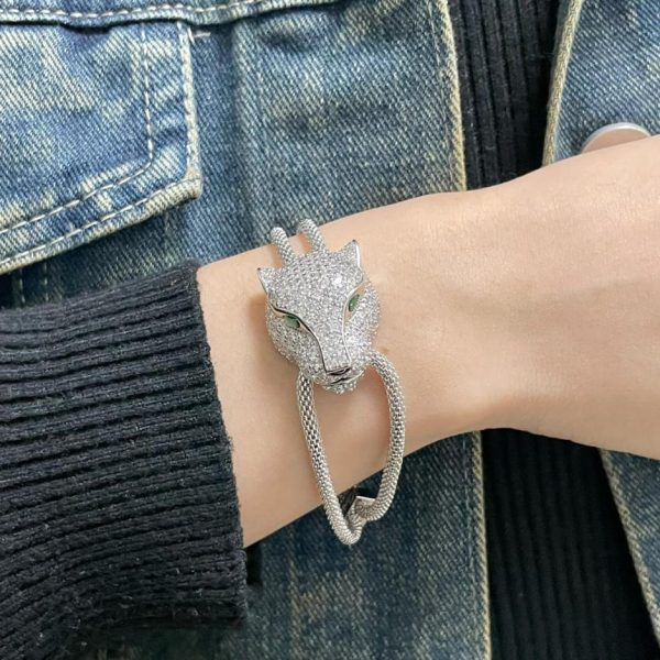 replica,repliche,fake,1:1,earrings,bracelet,ring,jewelry Bracciale con testa di leopardo Cartier