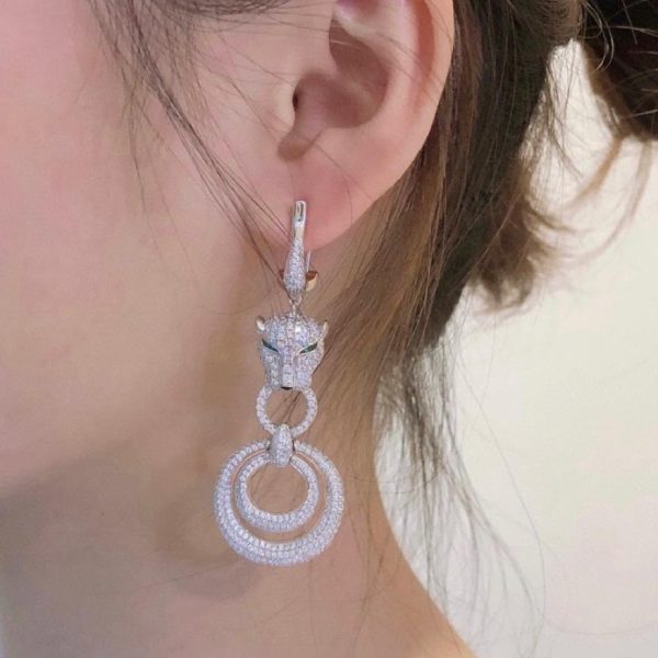 replica,repliche,fake,1:1,earrings,bracelet,ring,jewelry Orecchini con diamanti leopardati di Cartier