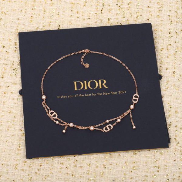 Collana Dior con nappe e perline multicolori bianche