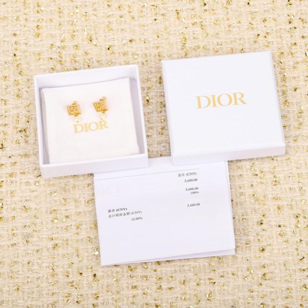 Orecchini di perle a blocchi di lettere quadrate Dior
