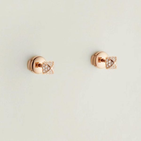 replica,repliche,fake,1:1,earrings,bracelet,ring,jewelry Orecchini Hermes con rivetto singolo e diamanti
