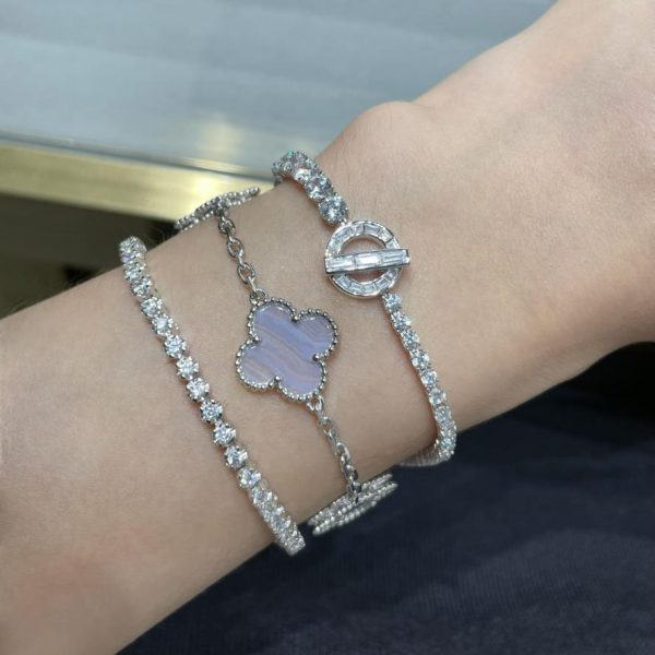 Bracciale Hermes in argento sterling 925 con diamanti quadrati