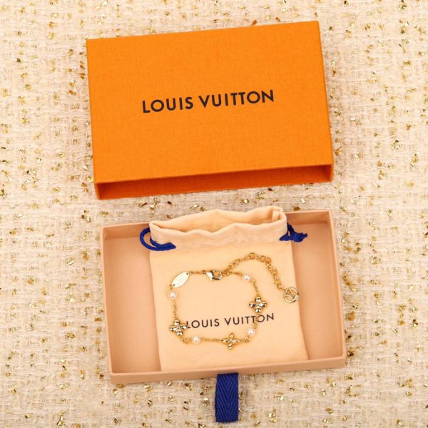 Bracciale LV con perle floreali in oro verde