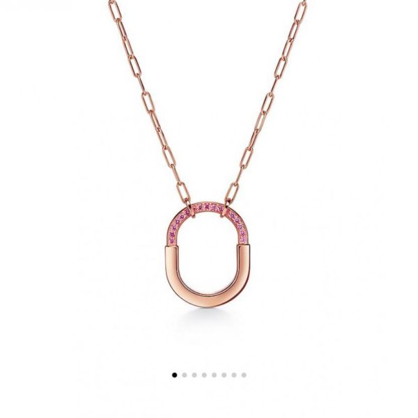 replica,repliche,fake,1:1,earrings,bracelet,ring,jewelry Collana Tiffany Lock con diamanti rosa