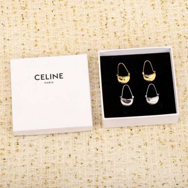 replica,repliche,fake,1:1,earrings,bracelet,ring,jewelry Piccoli orecchini a borsa in argento e oro Celine
