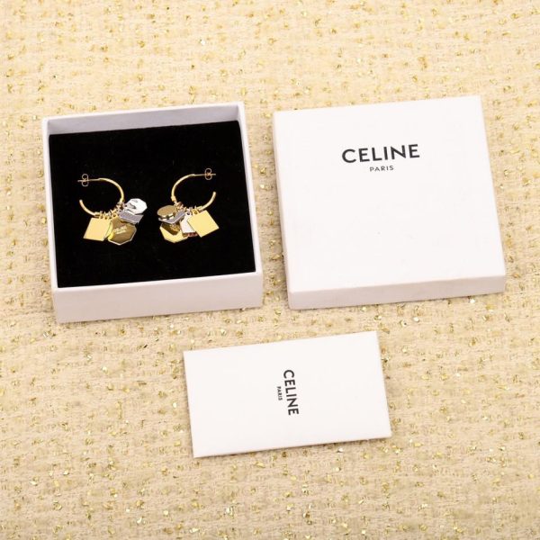 replica,repliche,fake,1:1,earrings,bracelet,ring,jewelry Orecchini multigeometrici Celine in oro e argento