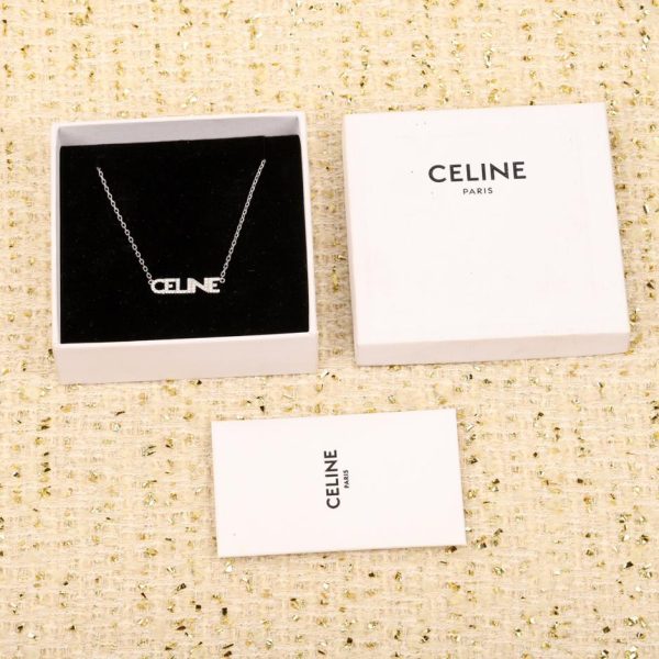 replica,repliche,fake,1:1,earrings,bracelet,ring,jewelry Collana con bracciale con logo Celine interamente in diamanti