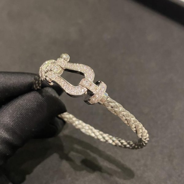 replica,repliche,fake,1:1,earrings,bracelet,ring,jewelry Bracciale Fred grande in argento con diamanti