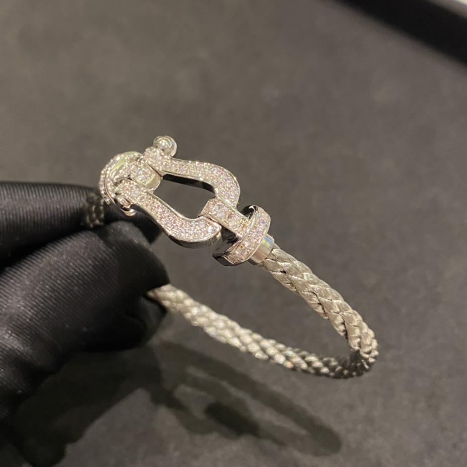 replica,repliche,fake,1:1,earrings,bracelet,ring,jewelry Bracciale Fred grande in argento con diamanti