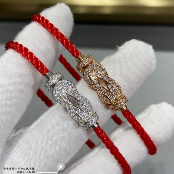 replica,repliche,fake,1:1,earrings,bracelet,ring,jewelry Bracciale in corda rossa con fibbia a forma di diamante piccola Fred