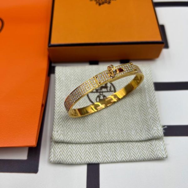 replica,repliche,fake,1:1,earrings,bracelet,ring,jewelry Bracciale Hermes Kelly modello aggiornato con diamanti pieni