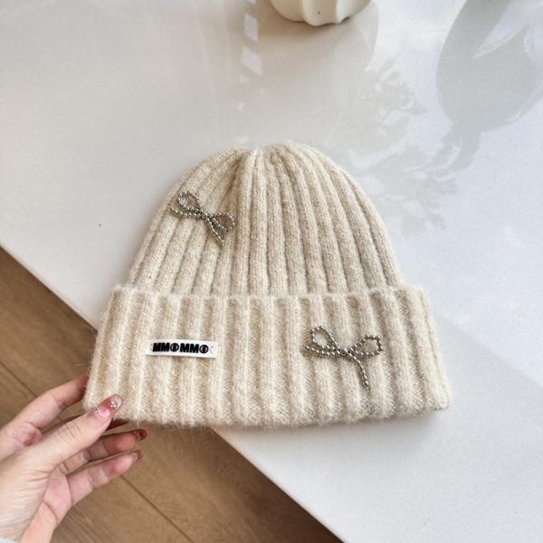 Nuovo cappello lavorato a maglia con fiocco Margiela MM6