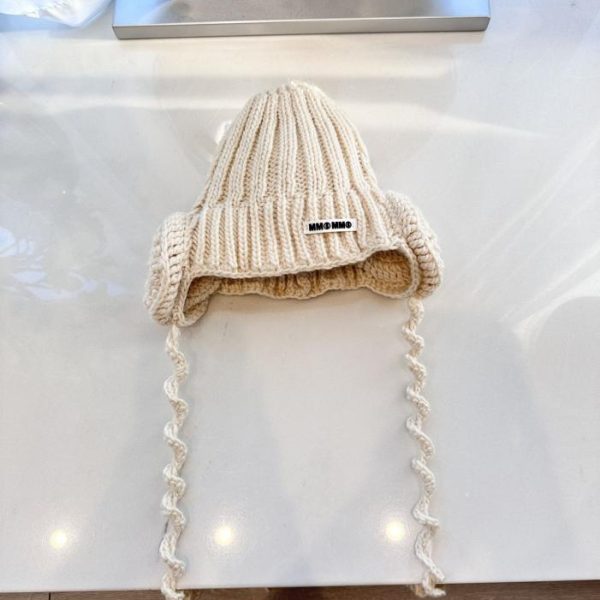 Margiela mm6 nuovo berretto in maglia con protezione per le orecchie autunnale e invernale