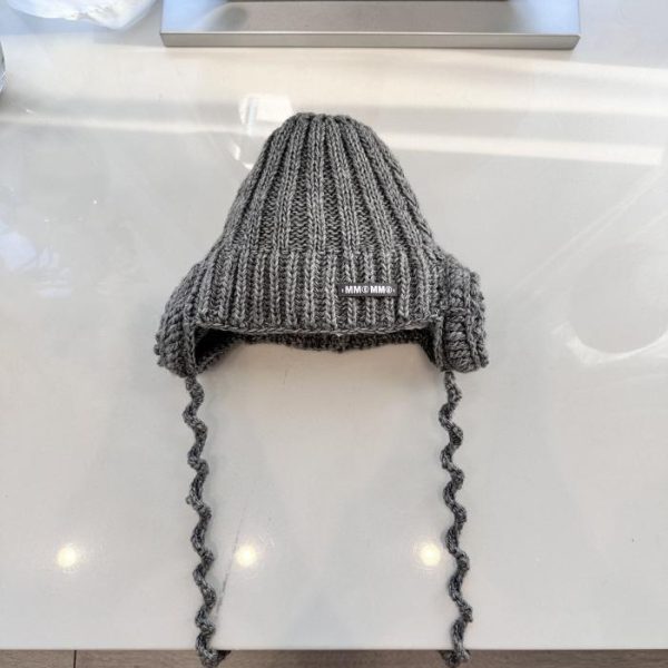 Margiela mm6 nuovo berretto in maglia con protezione per le orecchie autunnale e invernale