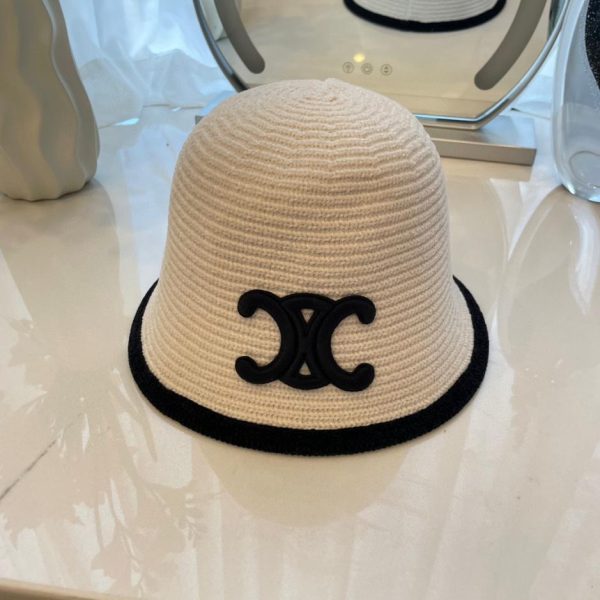 CELINE nuovo cappello bucket in ciniglia a righe