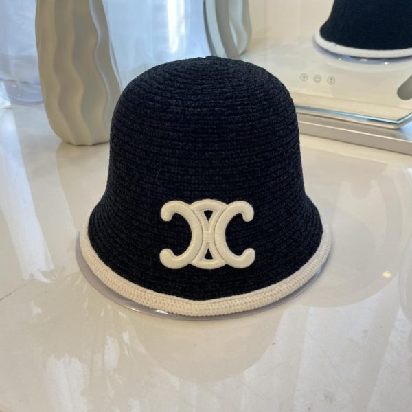 CELINE nuovo cappello bucket in ciniglia a righe