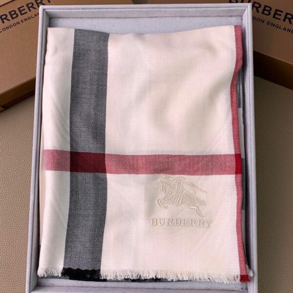replica,repliche,fake,1:1,earrings,bracelet,ring,jewelry Burberry Sciarpa in velluto sottile con motivo check classico bianco avorio