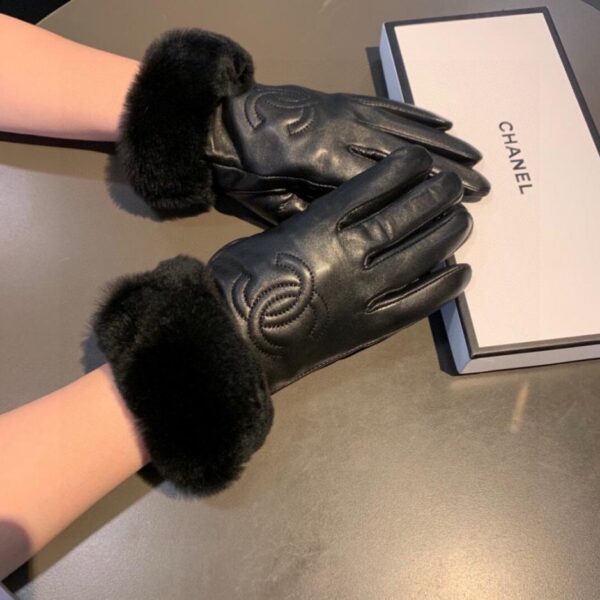 Chanel autunno e inverno pigro pelliccia di coniglio guanti di pelle di pecora cellulare touch screen