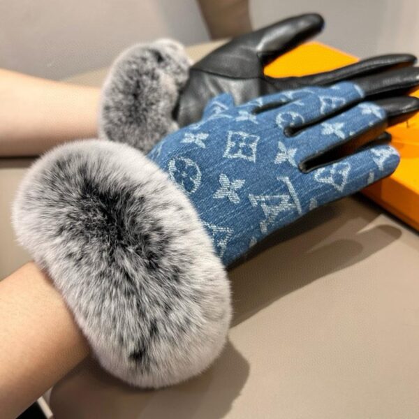 replica,repliche,fake,1:1,earrings,bracelet,ring,jewelry Nuovo denim LV con guanti in pelle, guanti da moto alla moda