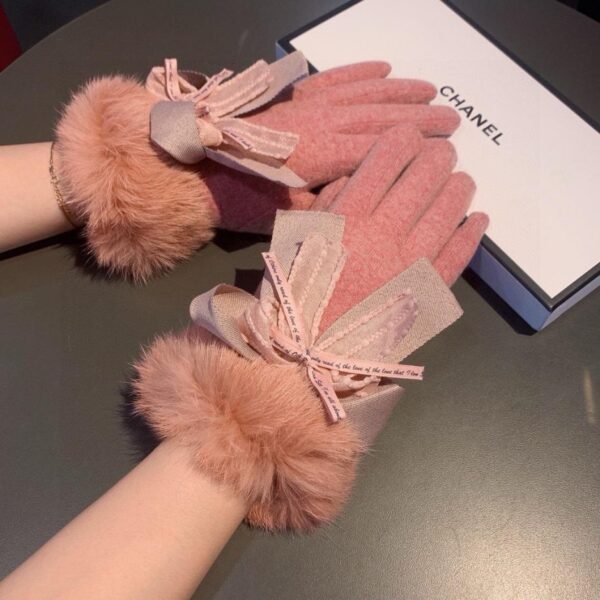 Guanti Chanel in lana di pelliccia di coniglio pigro autunno e inverno
