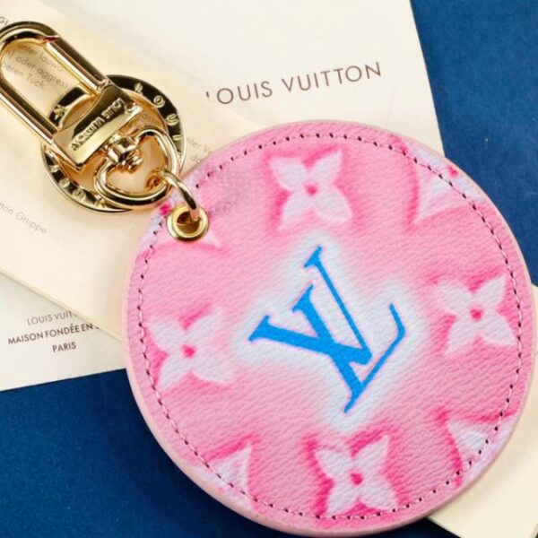 Portachiavi rotondo LV serie pendente rosa (035F)