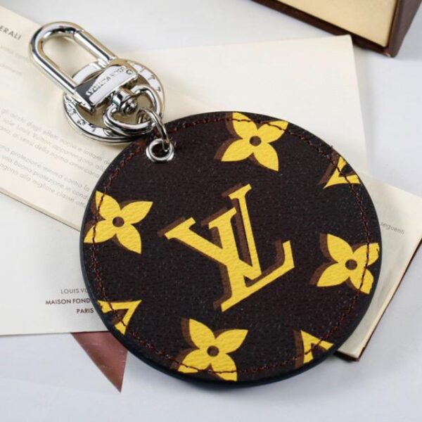 replica,repliche,fake,1:1,earrings,bracelet,ring,jewelry Portachiavi rotondo LV serie pendente fiore giallo nero (D0FC)