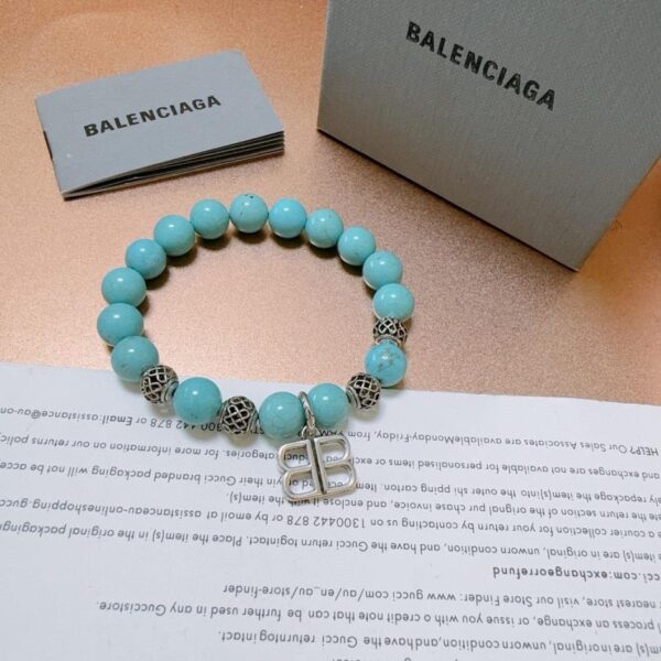 replica,repliche,fake,1:1,earrings,bracelet,ring,jewelry Bracciale Balenciaga turchese naturale per uomo e donna (0386)