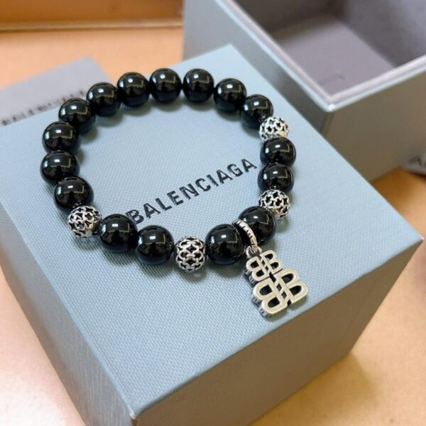 replica,repliche,fake,1:1,earrings,bracelet,ring,jewelry Bracciale Balenciaga agata nera naturale per uomo e donna (EFF0)