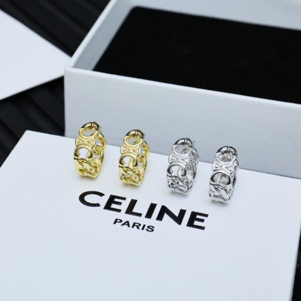 replica,repliche,fake,1:1,earrings,bracelet,ring,jewelry Orecchini a cerchio con lettera Celine Arc de Triomphe (03C2)