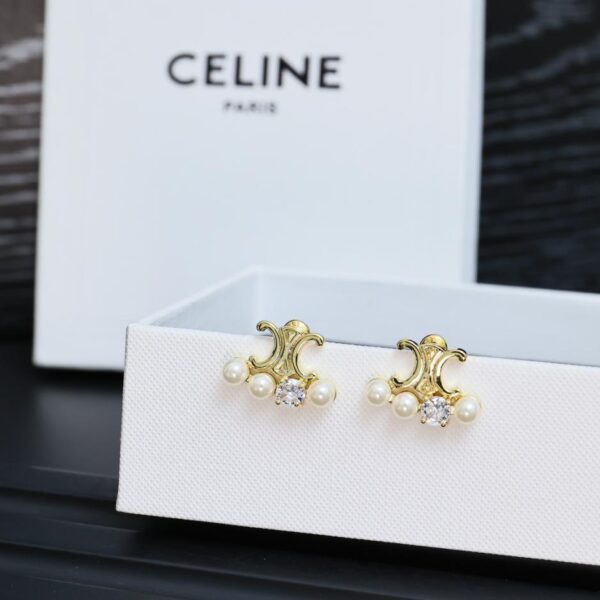 replica,repliche,fake,1:1,earrings,bracelet,ring,jewelry Orecchini Celine Arc de Triomphe con lettere di perle (057A)