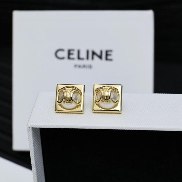 replica,repliche,fake,1:1,earrings,bracelet,ring,jewelry Celine Arc de Triomphe nuovi orecchini di perle quadrate (7DA0)