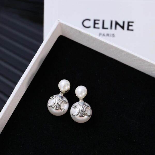 replica,repliche,fake,1:1,earrings,bracelet,ring,jewelry Orecchini Celine Arc de Triomphe con perla a bulbo (9D5A)