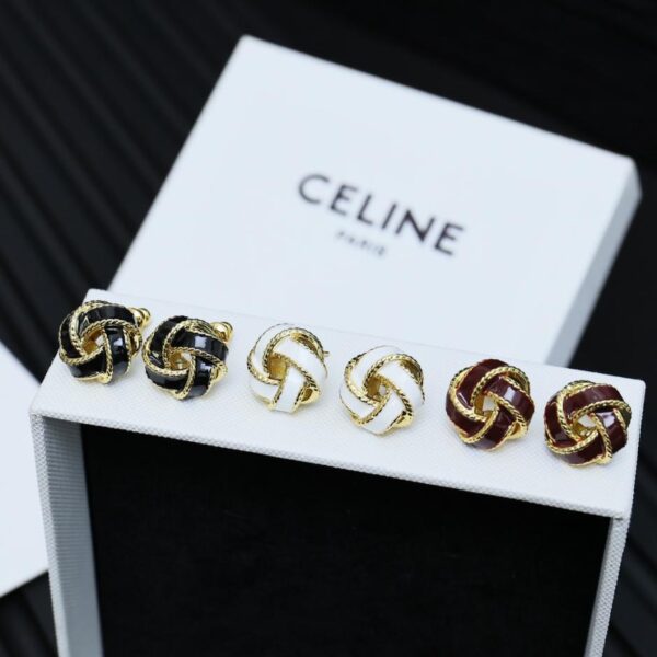 replica,repliche,fake,1:1,earrings,bracelet,ring,jewelry Orecchini a bottone smaltati con nodo concentrico Celine Arc de Triomphe (D9CD)