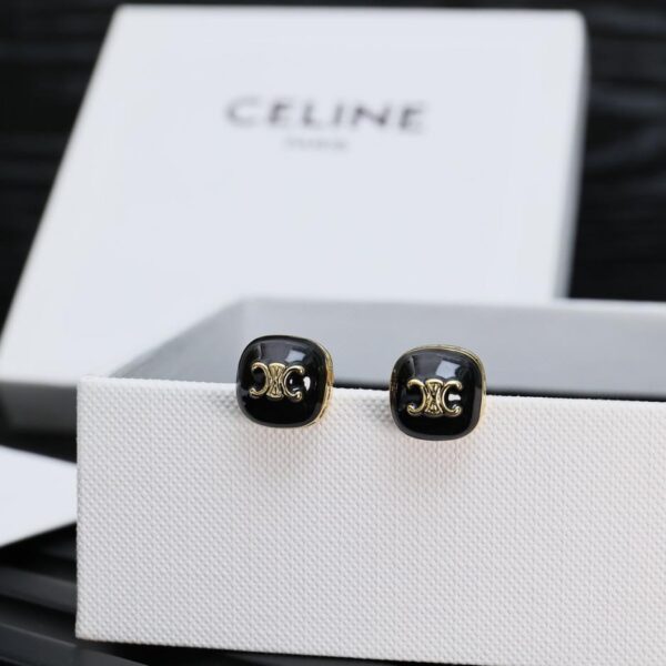 replica,repliche,fake,1:1,earrings,bracelet,ring,jewelry Nuovi orecchini Celine Arc de Triomphe con smalto quadrato e diamanti pieni (A995)