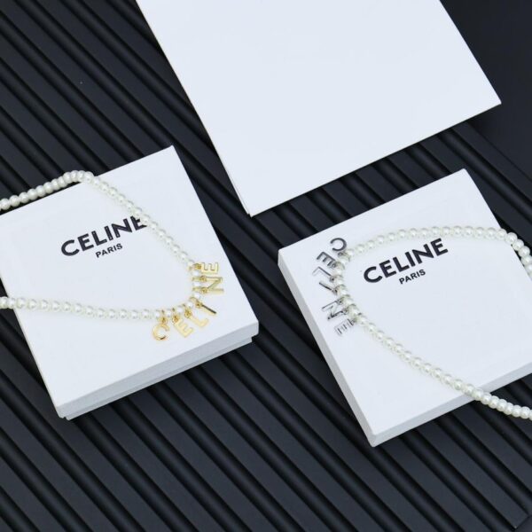 replica,repliche,fake,1:1,earrings,bracelet,ring,jewelry Collana di perle con lettere classiche Celine Arc de Triomphe (91D0)