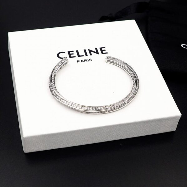 replica,repliche,fake,1:1,earrings,bracelet,ring,jewelry Bracciale Celine a forma di C pieno di diamanti (D675)