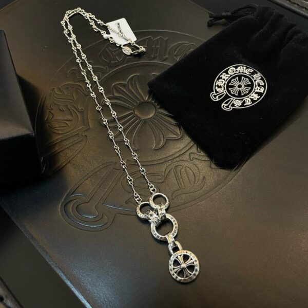 replica,repliche,fake,1:1,earrings,bracelet,ring,jewelry [Controqualità] Chrome Hearts nuova classica collana retrò in bambù con pendente a tre anelli (0F06)