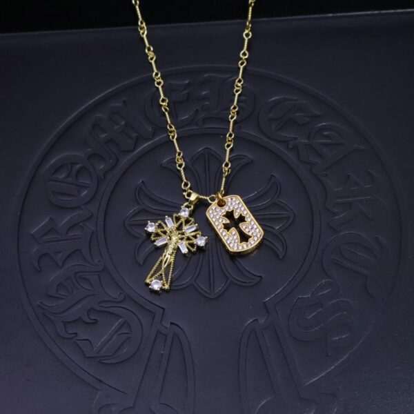 replica,repliche,fake,1:1,earrings,bracelet,ring,jewelry Cuori cromati ️Collana in oro 22k (263C)