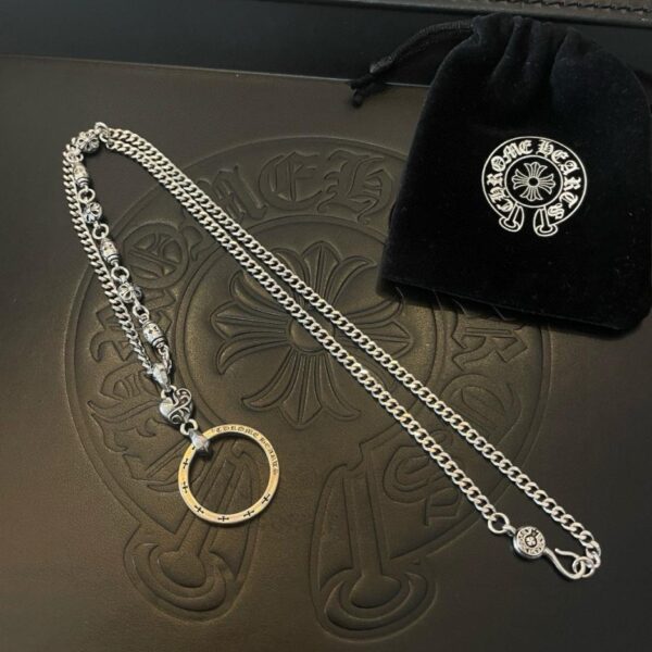 replica,repliche,fake,1:1,earrings,bracelet,ring,jewelry [Controqualità] Collana con ciondolo ad anello con amore, nuova classica collana retrò con cuori cromati (6B87)
