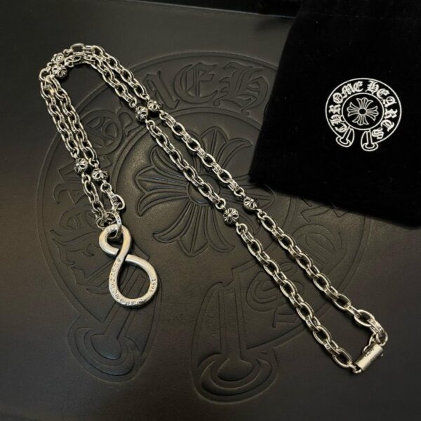 replica,repliche,fake,1:1,earrings,bracelet,ring,jewelry [Controqualità] Collana con lettere retrò classiche di Chrome Hearts, pendente a forma di 8 (DC1C)