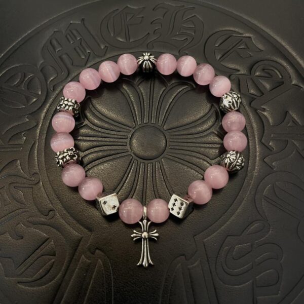 replica,repliche,fake,1:1,earrings,bracelet,ring,jewelry [Controqualità] Bracciale Chrome Hearts New Classic Retro Pink Cat’s Eye (DFF8)