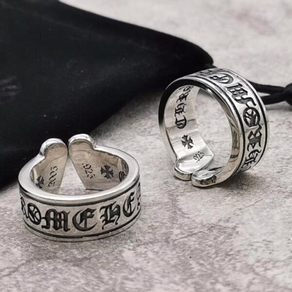 replica,repliche,fake,1:1,earrings,bracelet,ring,jewelry Anello aperto con scorrimento a cuori cromati (519C)
